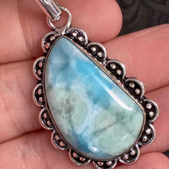 Larimar Pectolite Pendant Stone Crystal Jewelry - Picture 5 of 8